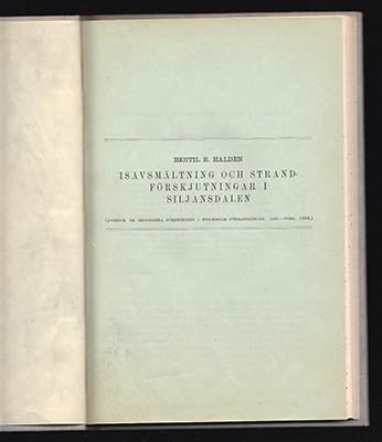 Halden, Bertil E. | Isavsmältning och strandförskjutningar i Siljansdalen