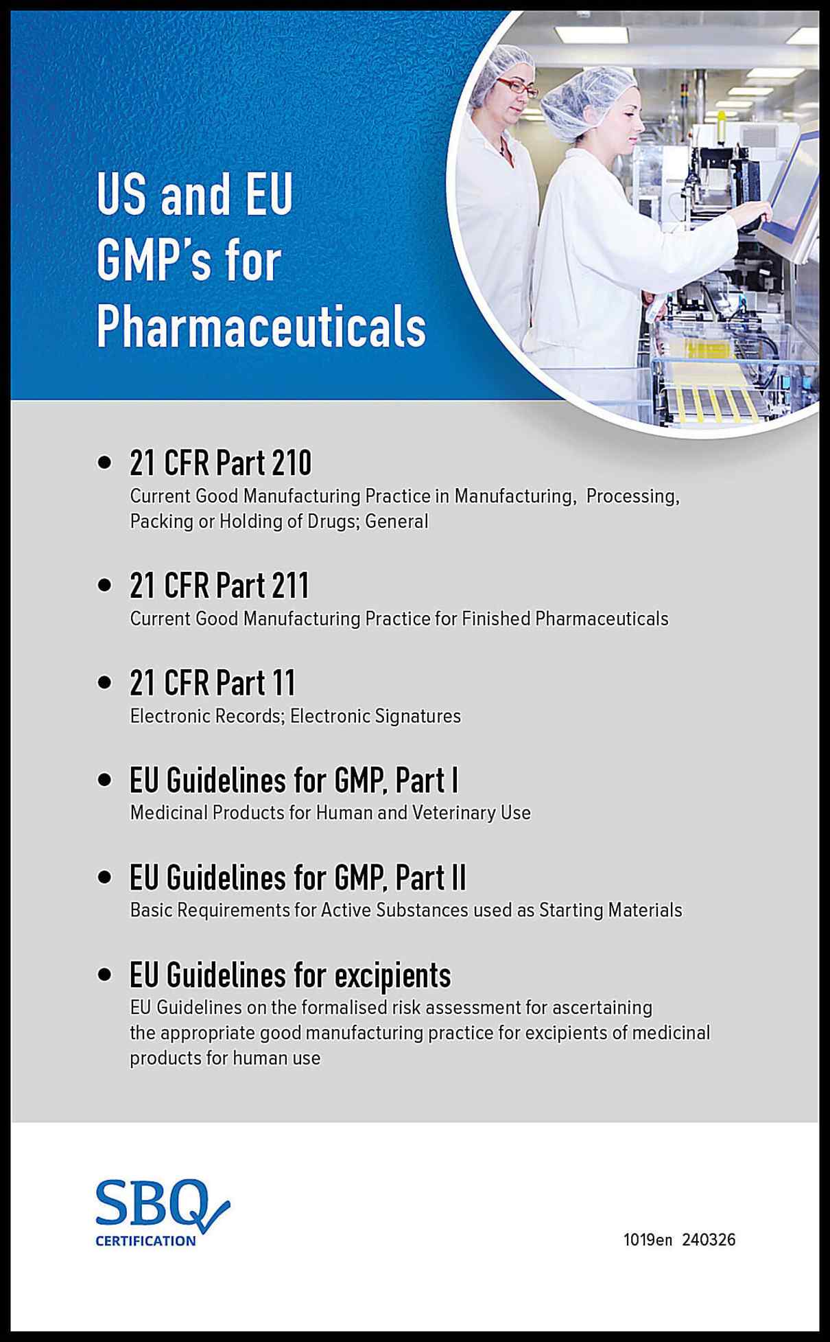 Lundén, Anna | US and EU GMP's  for pharmaceuticals (Multi GMP booklet)
