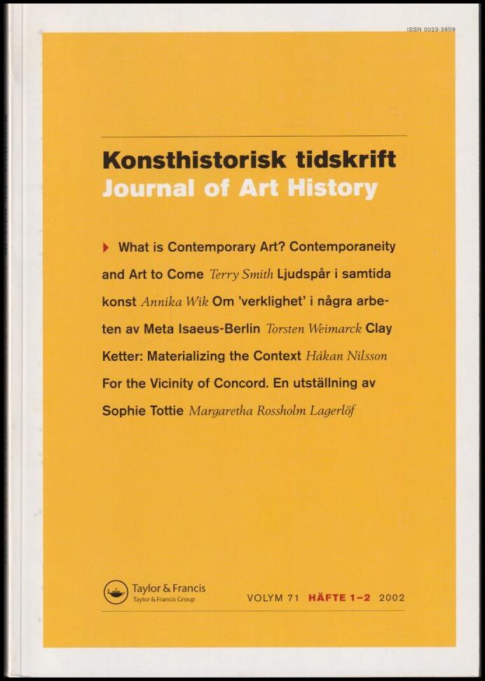 Konsthistorisk tidskrift : journal of art history | 2002 / 1-2