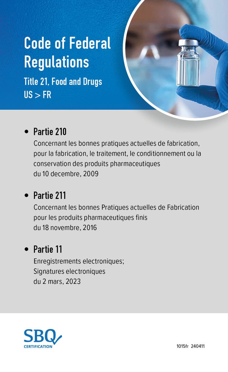 Lundén, Anna | Code of federal regulations. Title 21, Food and drugs (21CFR210-211-11 EN/FR)