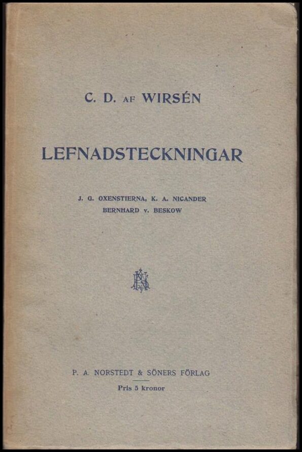 Wirsén, Carl David af | Lefnadsteckningar