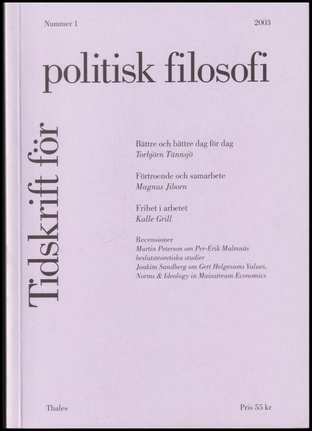 Tidskrift för politisk filosofi | 2003 / 1