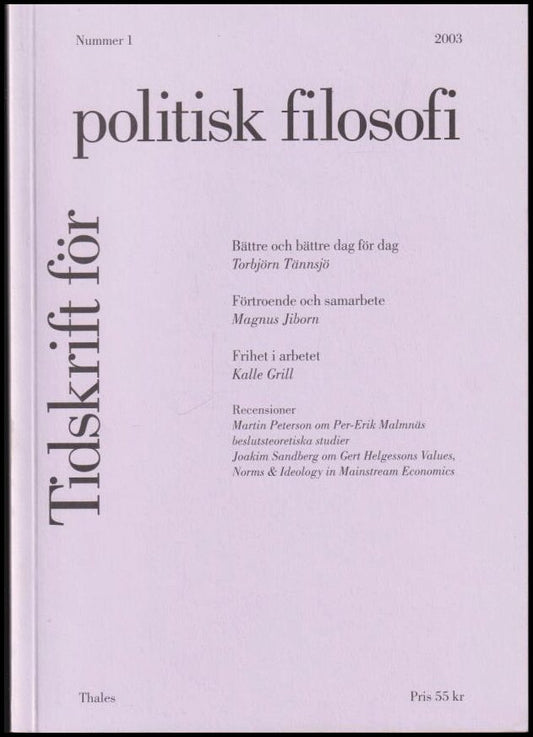 Tidskrift för politisk filosofi | 2003 / 1