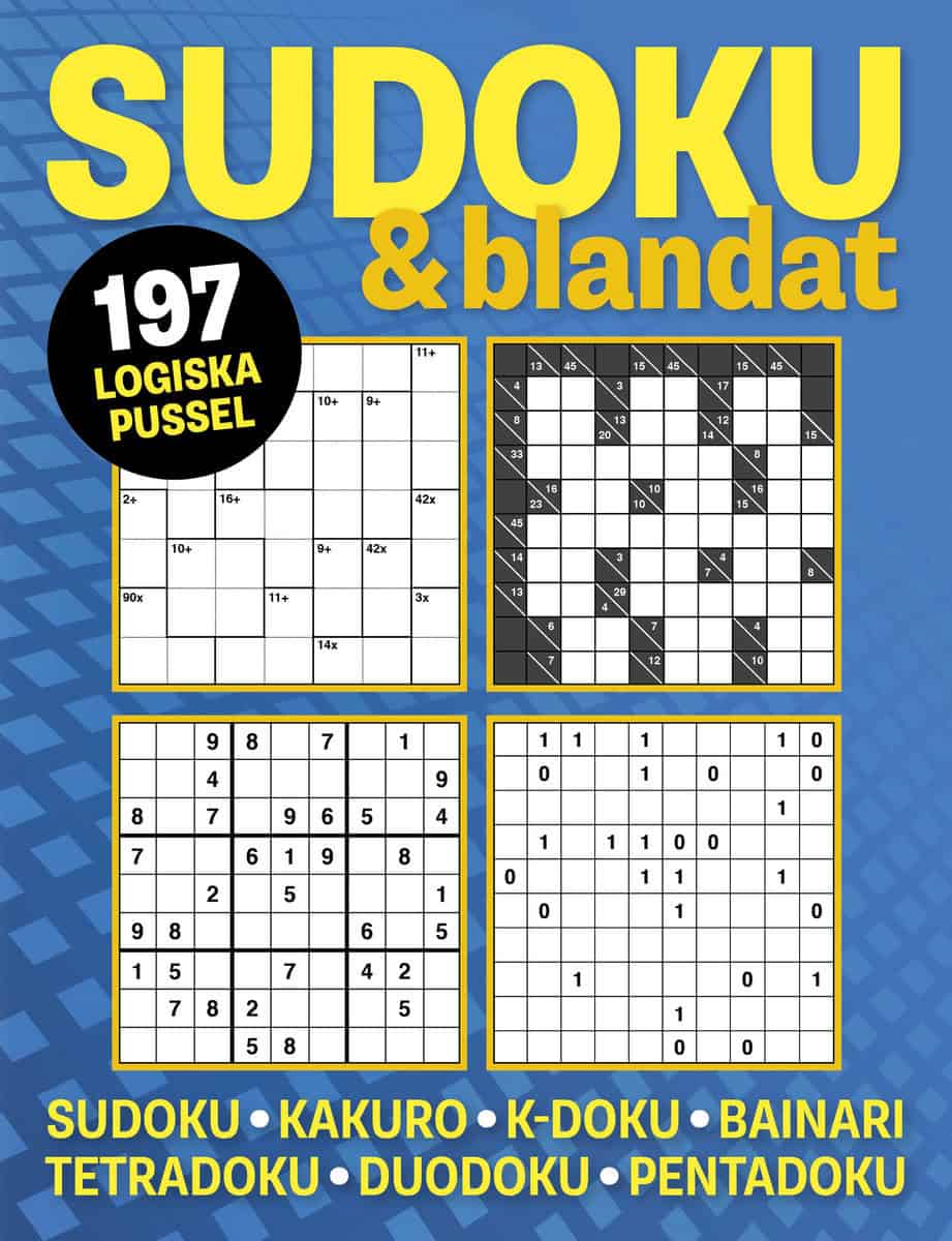 Tegebjer, Mikael | Thorell, Karin [red.] | Sudoku & blandat (blå) : 197 logiska pussel med sudoku, kakuro, k-duko, bainari,
