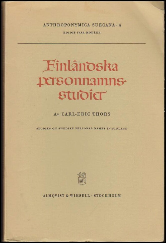 Thors, Carl-Eric | Finländska personnamnsstudier