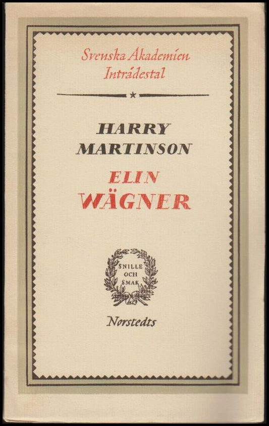 Martinson, Harry | Elin Wägner : Inträdestal i Svenska Akademien