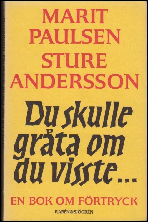 Paulsen, Marit | Andersson, Sture | Du skulle gråta om du visste ... : En bok om förtryck