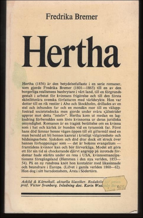 Bremer, Fredrika | Hertha eller 'En själs historia'