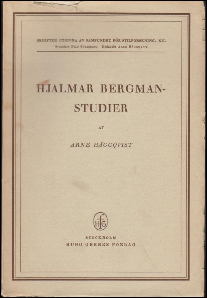 Häggqvist, Arne | Hjalmar Bergman-studier