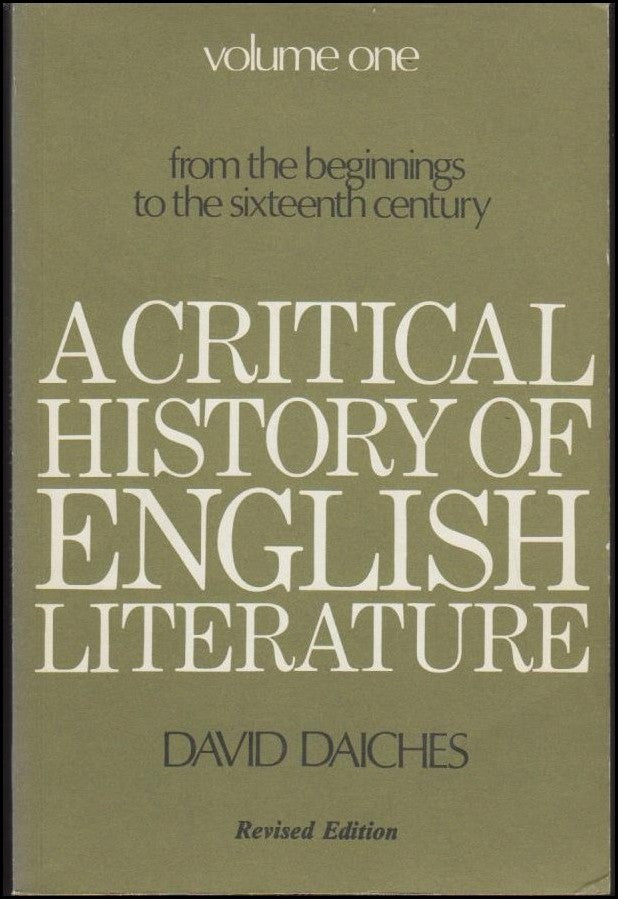 Daiches, David | A Critical History of English Literature : 1-4