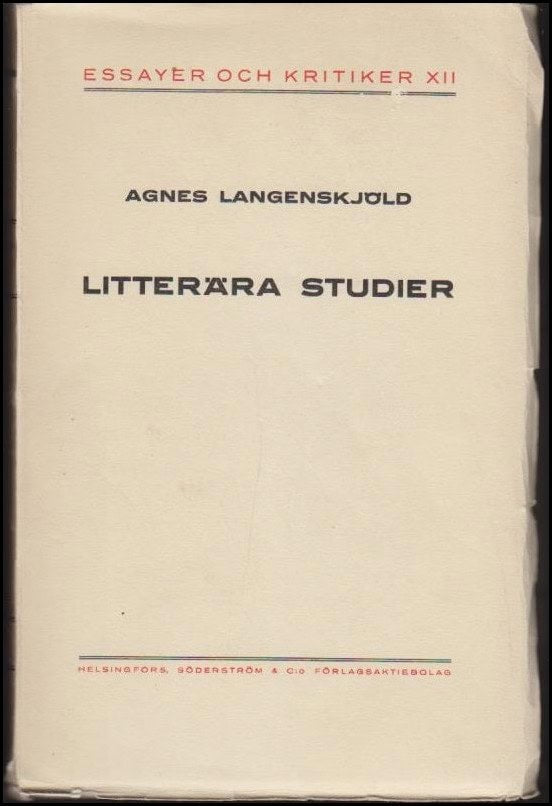 Langeskjöld, Agnes | Litterära studier