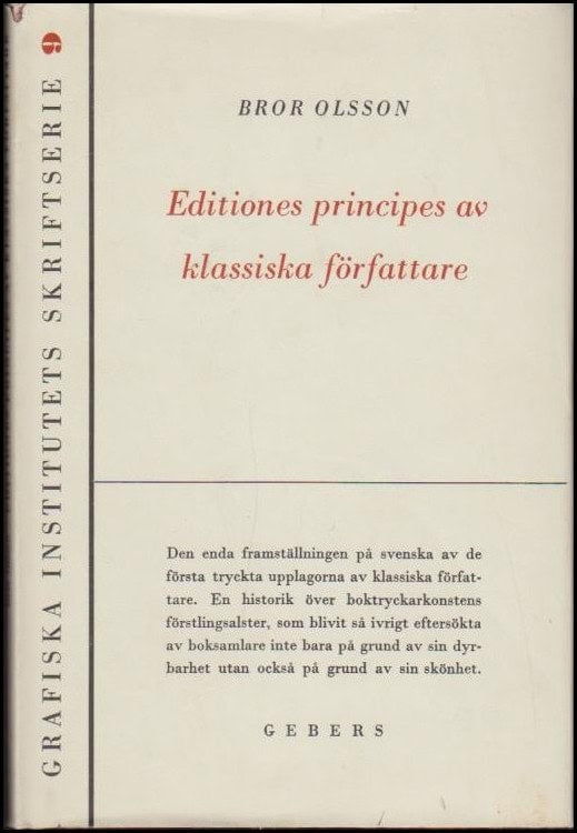Olsson, Bror | Editiones principes av klassiska författare