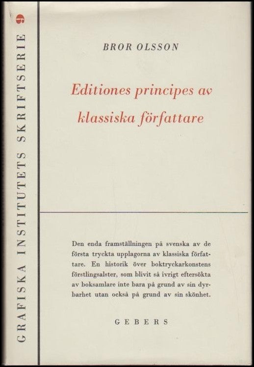 Olsson, Bror | Editiones principes av klassiska författare