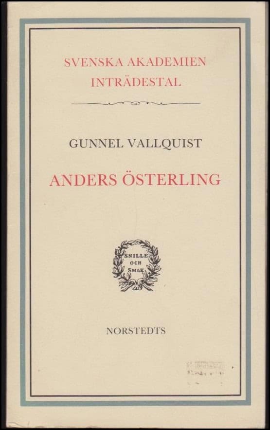 Vallquist, Gunnel | Anders Österling : Inträdestal i Svenska akademien