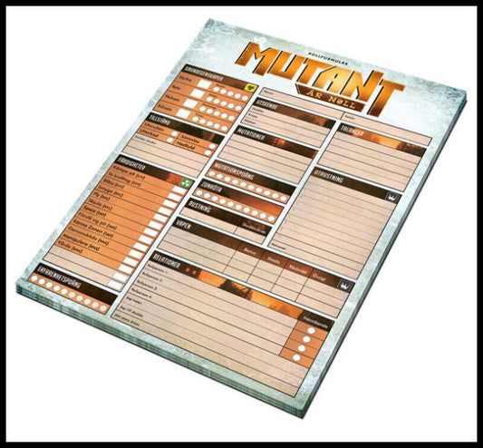 Mutant : År noll. Rollformulärsblock