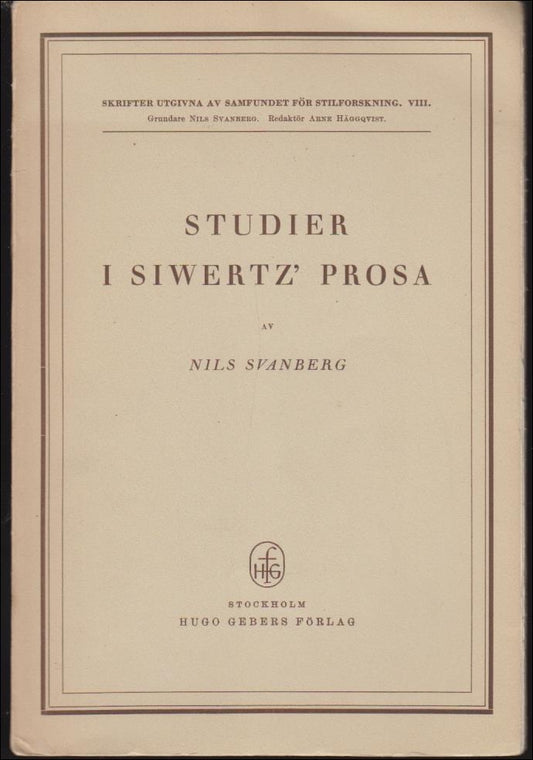 Svanberg, Nils | Studier i Siwertz prosa