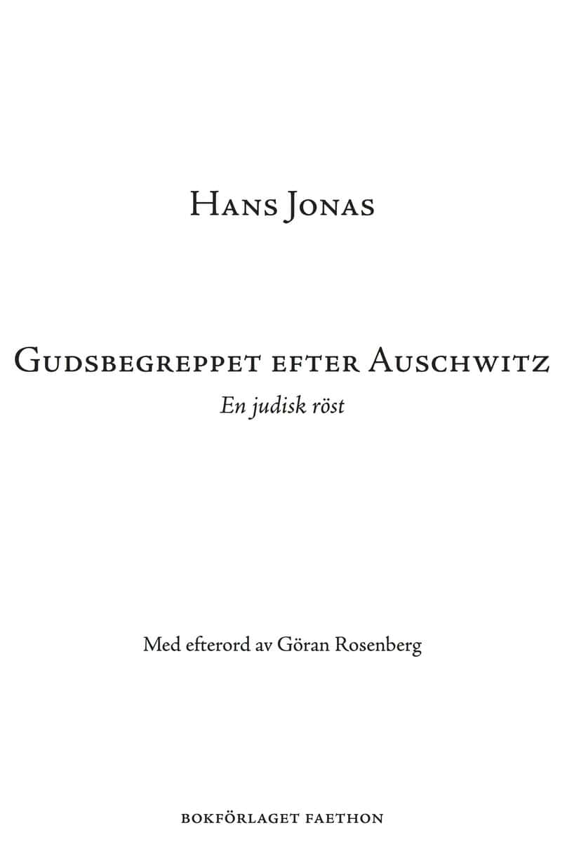 Jonas, Hans | Rosenberg, Göran | Gudsbegreppet efter Auschwitz : En judisk röst