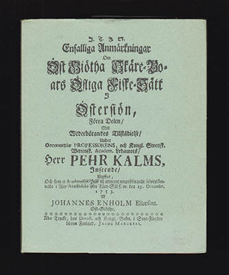 Enholm, Johan | Enfalliga anmärkningar : om Öst Giötha skäre-boars öfliga fiskesätt i Östersiön Förra Delen - Senare Delen