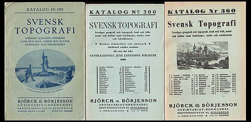 Svensk topografi : Katalog No 190 + 300 + 360. Svensk topografi. Sveriges geografi och topografi, land och folk, natur o...