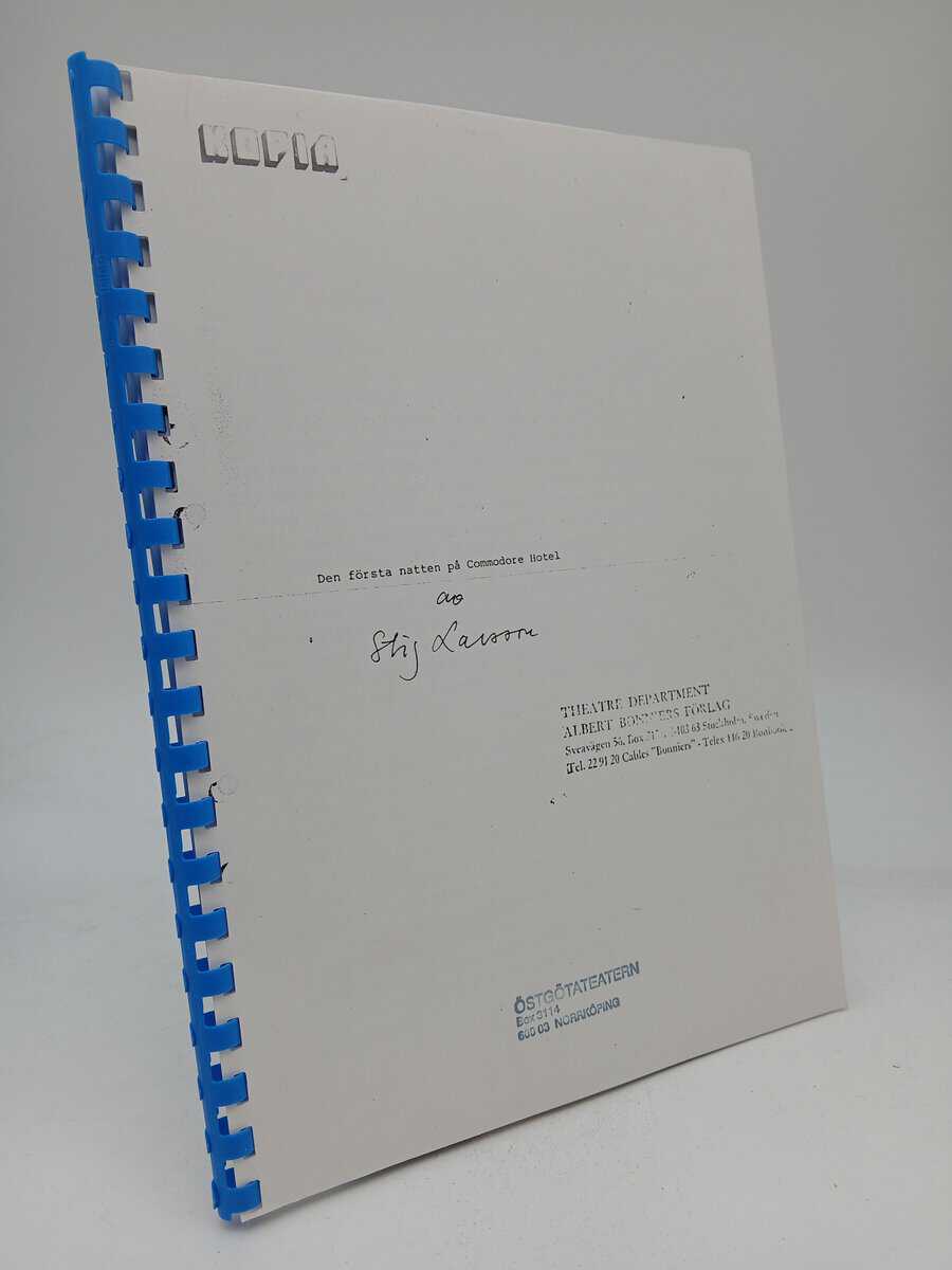Larsson, Stig | Den första natten på Commodore Hotel