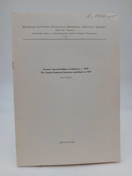 Valpas, Ari | Suomen kasvitieteellinen kirjallisuus v. 1959 : The Finnish botanical literature published in 1959