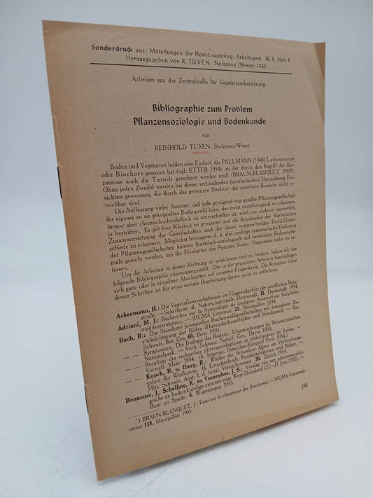 Tüxen, Reinhold | Bibliographie zum Problem Pflanzensoziologie und Bodenkunde