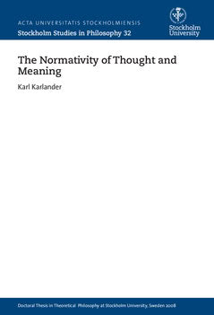 Karlander, Karl | The normativity of thought and meaning
