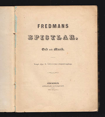 Bellman, Carl Michael | Fredmans epistlar : Ord och Musik