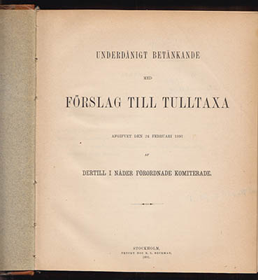 [Tullkomitén 1888] | Tullkomiténs betänkande : Del I-III [Tullkomitén 1888]