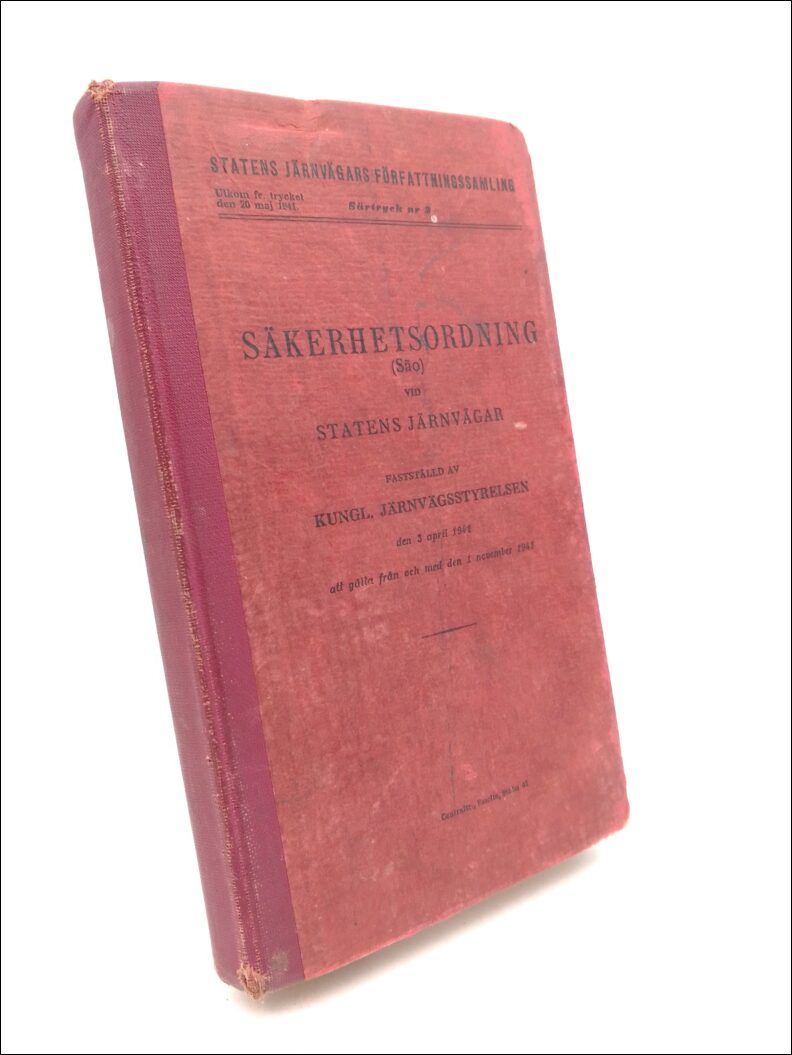Statens Järnvägars Författningssamling | Säkerhetsordning : (Säo) vid Statens järnvägar