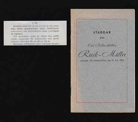 [Odd Fellow] | Stadgar : för Odd Fellow-klubben Rieck-Müller antagna vid sammanträde den 31 jan. 1956 [Odd Fellow]