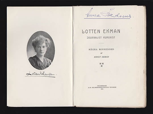 Ekman, Ernst | Lotten Ekman : journalist, humorist Några minnesord [Ekman, Lotten (1881-1910)]