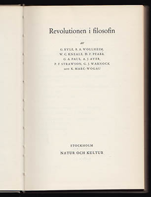 Ryle, Gilbert  med flera | Revolutionen i filosofin