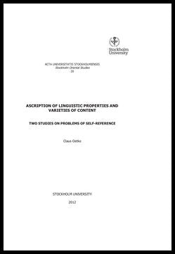 Oetke, Claus | Ascription of linguistic properties and varieties of content : Two studies on problems of self-reference