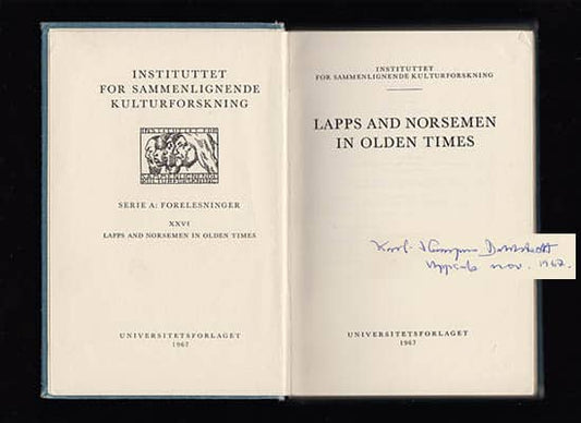 Instituttet för sammenlignende kulturforskning | Lapps and Norsemen : in Olden Times