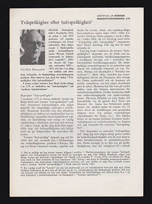 Hansegård, Nils Erik | Tvåspråkighet eller halvspråkighet?