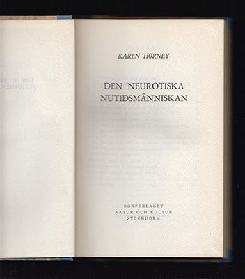 Horney, Karen | Den neurotiska nutidsmänniskan