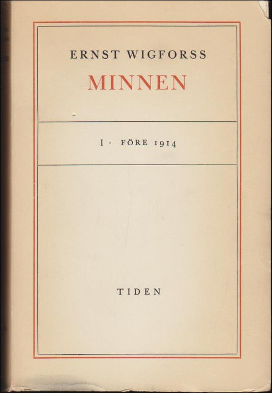 Wigforss, Ernst | Minnen. 1, Före 1914 , Minnen. 2, 1914-1932