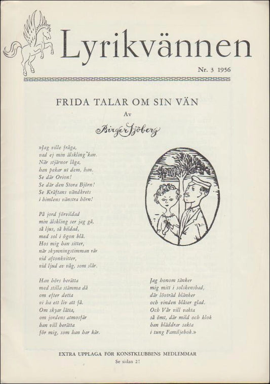 Lyrikvännen | 1956 / 3 : Extra upplaga för konstklubbens medlemmar, Fridas tredje bok och om Georg Trakl