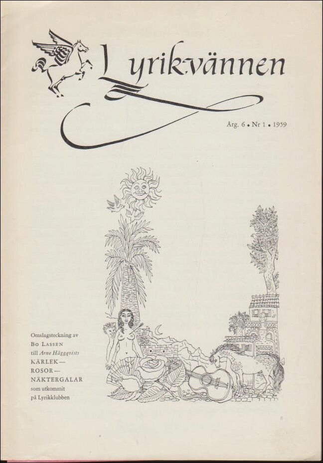 Lyrikvännen | 1959 / 1 : Tolv poetporträtt, På folkets läppar och prosa av skilda märken.