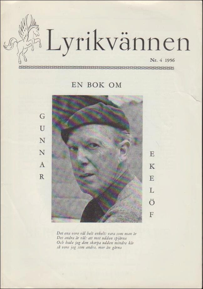 Lyrikvännen | 1956 / 4 : Det brinner ibland i poesin, Lyrisk höstkatalog och tre táng-diktare och om boken om Gunnar Ekelöf