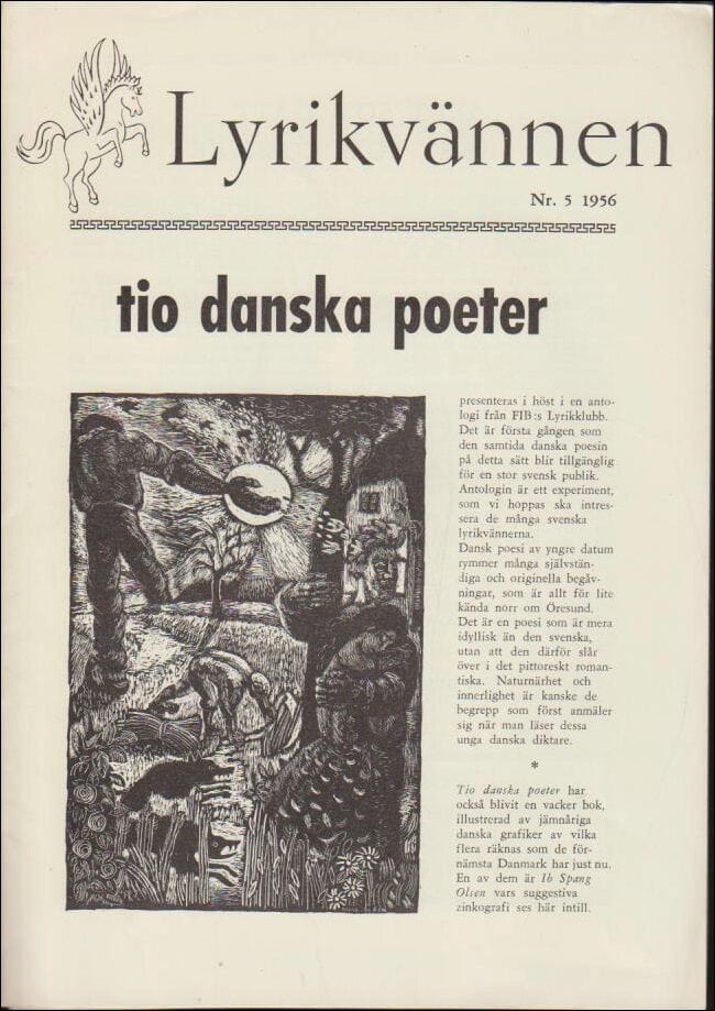 Lyrikvännen | 1956 / 5 : Tio danska poeter, Recitation och diktförståelse och om levande litteratur - diktarröster på gr...