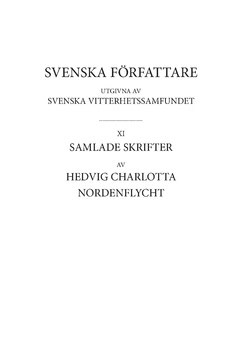 Nordenflycht, Hedvig Charlotta | Samlade skrifter 3 : Kommentar och tillägg. Del 2