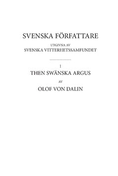 von Dalin, Olof | Then Swänska Argus : Inledning och kommentar samt ordlista. D3