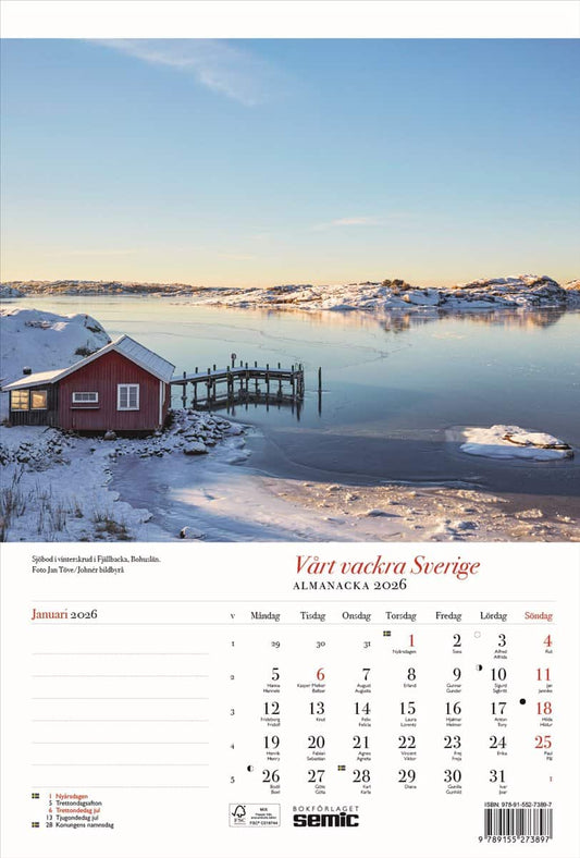 Bokförlaget Semic | Vårt vackra Sverige almanacka 2026