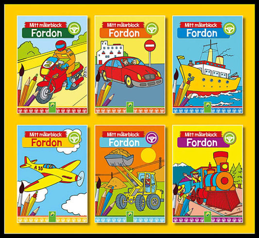 Miitt målarblock fordon : 6 fina målarblock med coola fordon