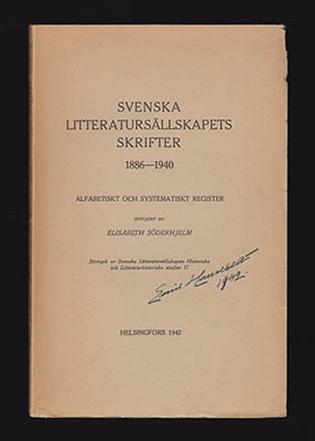 Söderhjelm, Elisabeth | Svenska litteratursällskapets skrifter 1886-1940 : Alfabetiskt och systematiskt register