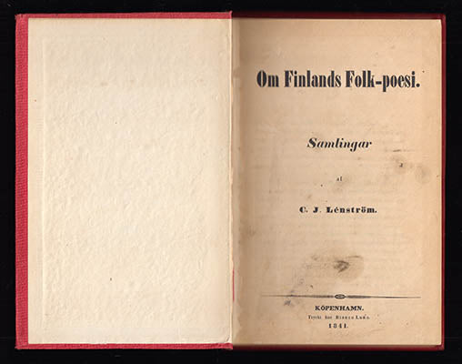 Lénström, C. J. (Carl Julius, 1811-1893) | Om Finlands Folk-poesi