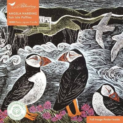 Adult Sustainable Jigsaw Puzzle Angela Harding : Fair Isle Puffins