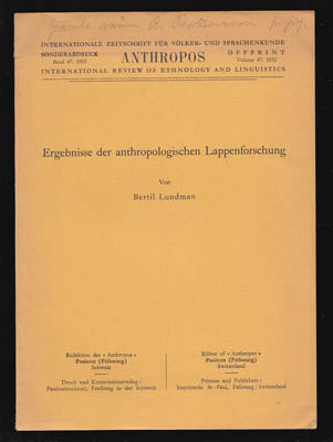 Lundman, Bertil | Ergebnisse der anthropologischen Lappenforschung